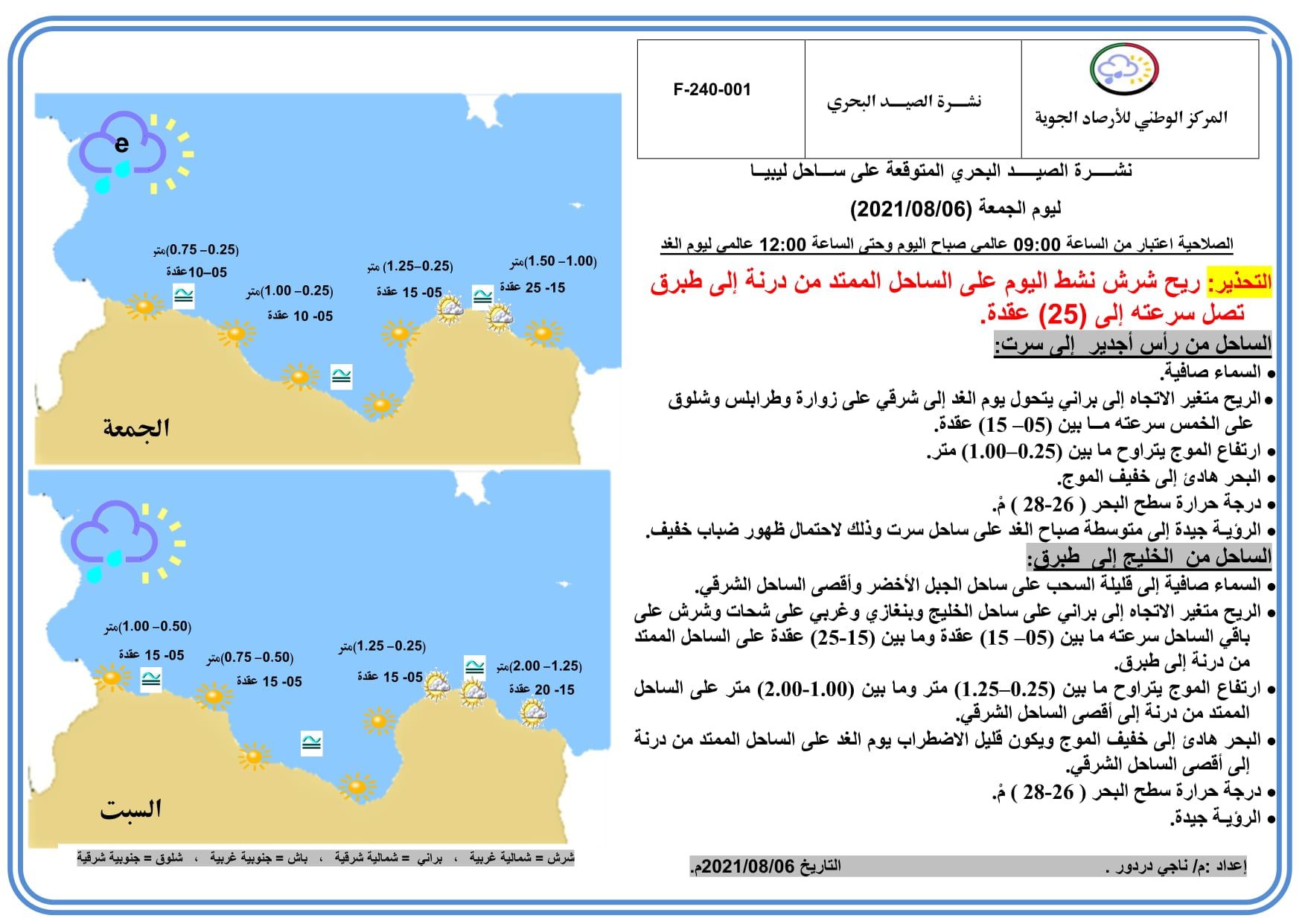 الوضع الجوي السائد والمتوقع هذا اليوم الجمعة  06 08  2021م وخلال الايام القادمة.