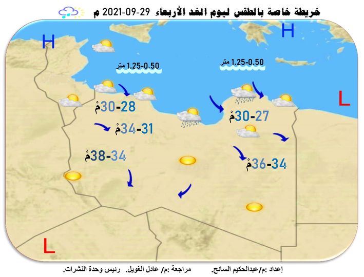الأحوال الجوية المتوقعة على ليبيا أكثر اعتدالا  بداية من  يوم الغد