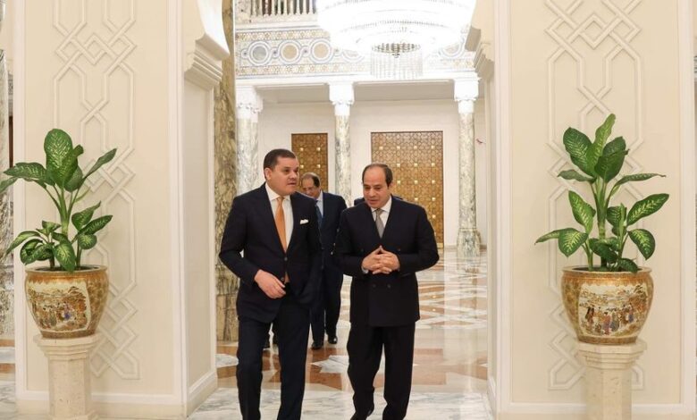 رئيس حكومة الوحدة الوطنية السيد عبدالحميد الدبيبة يلتقي الرئيس المصري عبدالفتاح السيسي