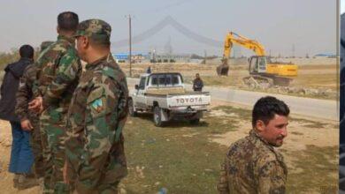 تواصل عملية إزالة المباني والتعديات على خط الغاز الساحلي .