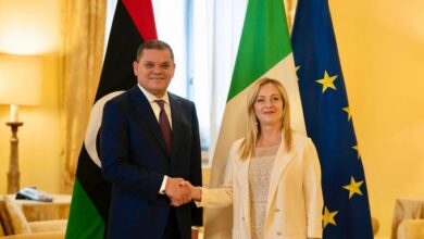 ميلوني : تحقيق الاستقرار في ليبيا يمثل أولوية لإيطاليا وللأمن القومي .