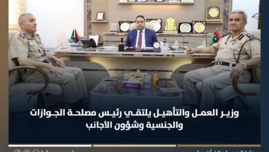 وزير العمل والتأهيل يلتقي رئيس مصلحة الجوازات والجنسية وشؤون الأجانب